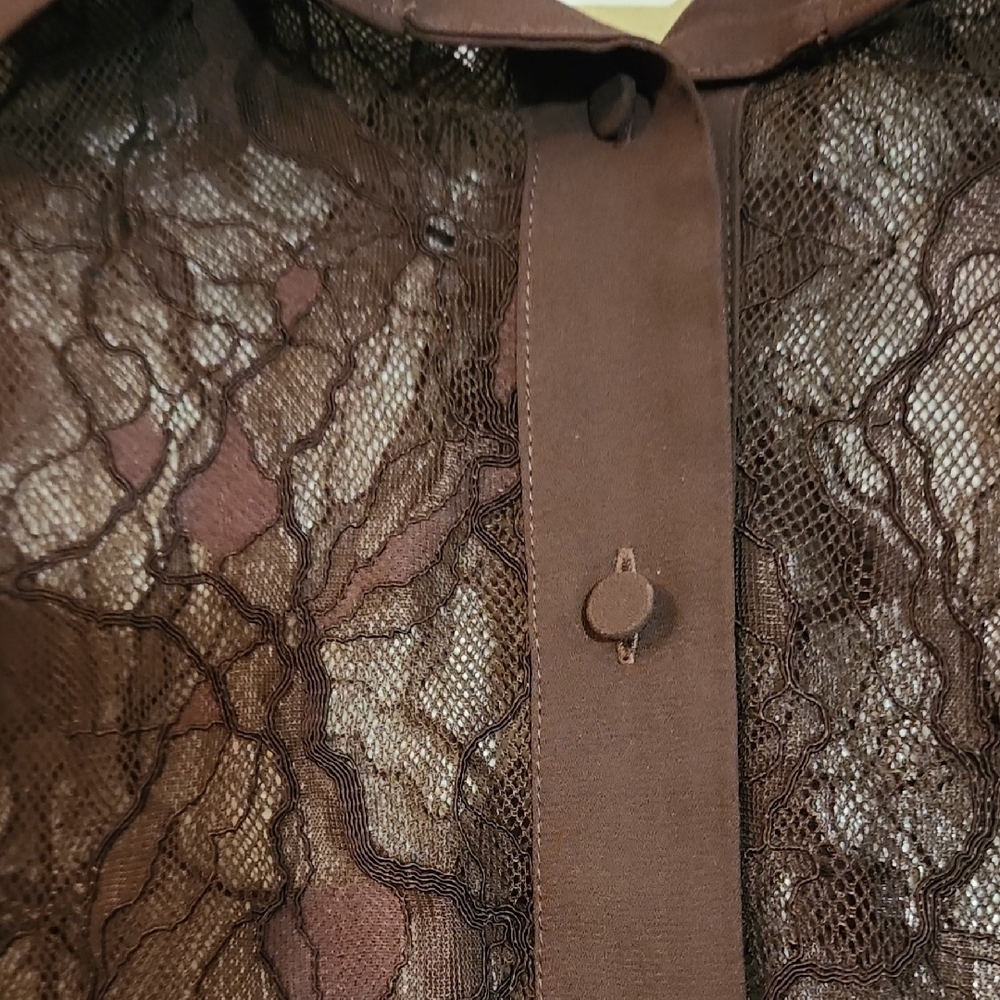 New RW&CO  Stunning Lace Button-Down Blouse
